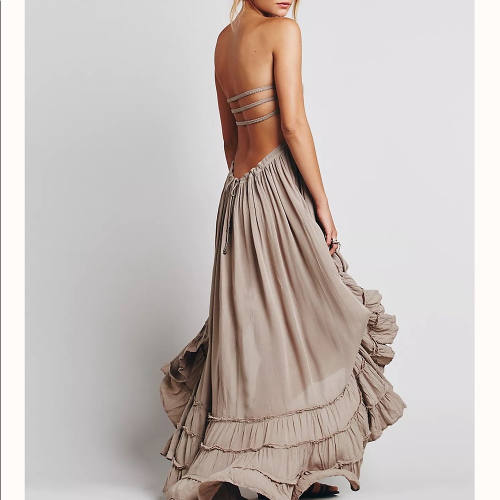 Free People Extratropical Boho Dress S Brown Taupe